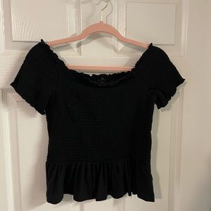 American Eagle Black Ruffle Top